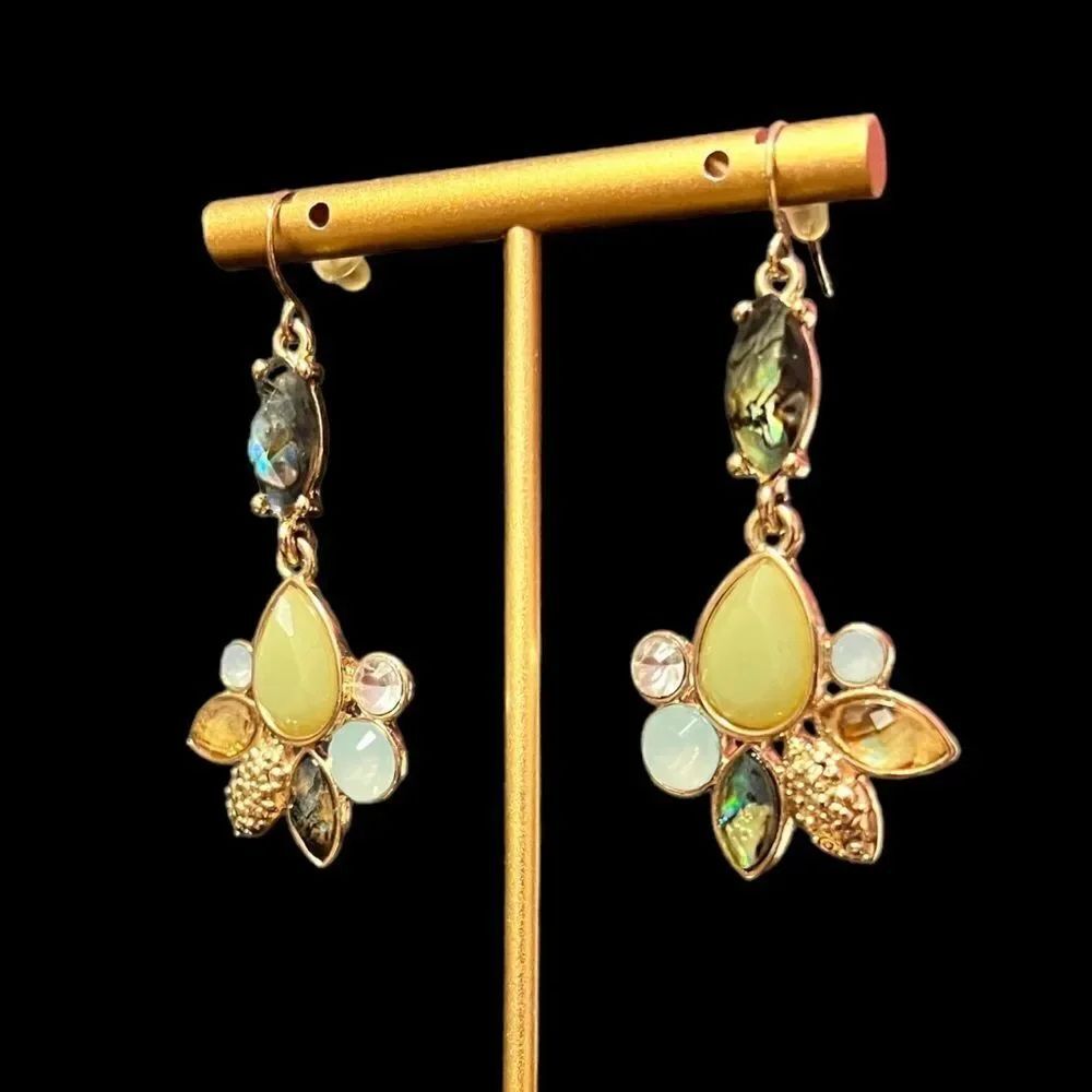 Multi-Color Gold Tone Dangly Earrings - Picture 4 of 4